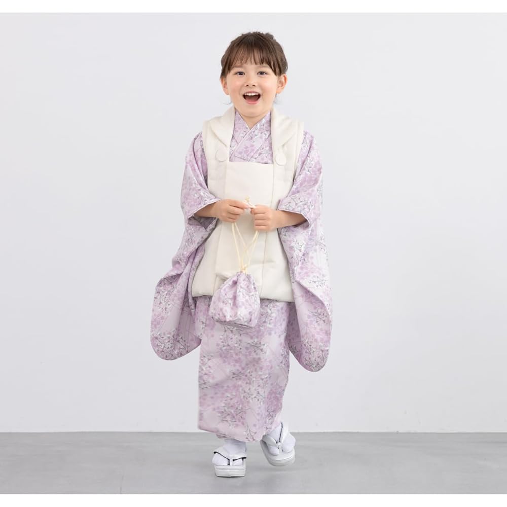 ［一度だけ使用］3歳　七五三セット SOUBIEN レンタル 七五三 女の子 3歳 着物 被布 フルセット 黄色